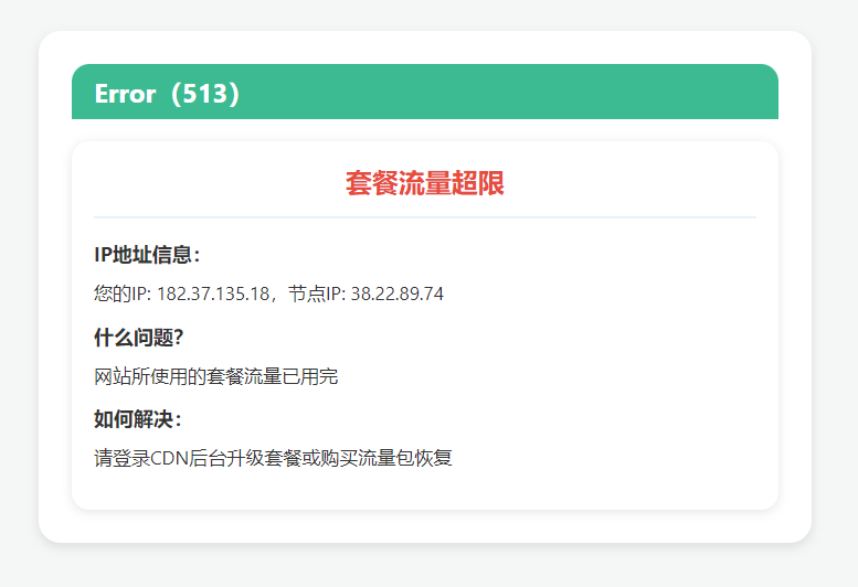 今早克隆窝显示流量超额